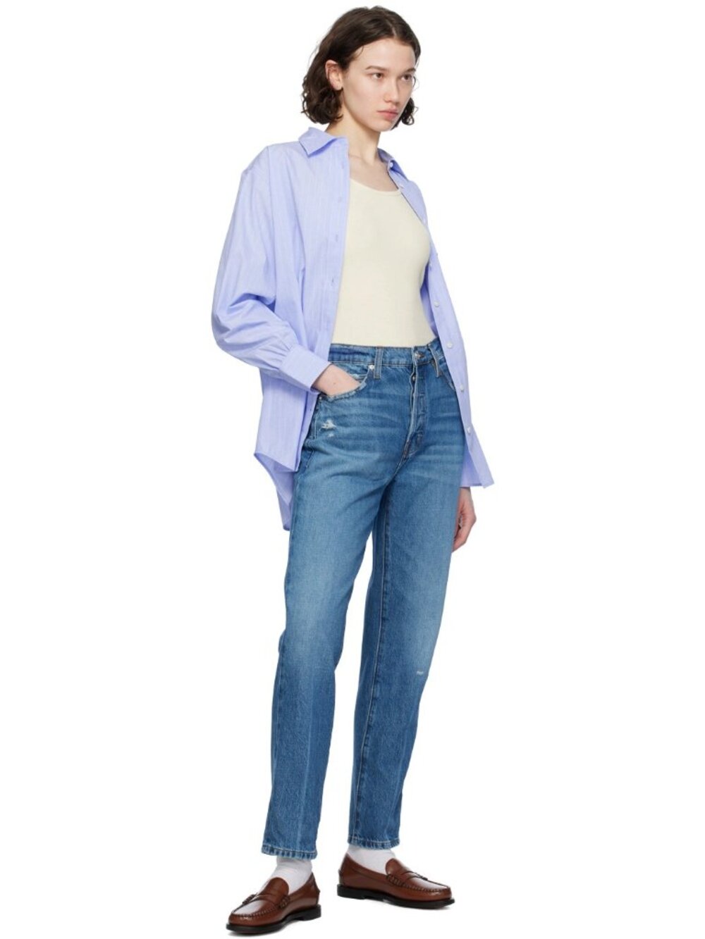 Frame Le Mec in Mariner high waist boyfriend jeans
